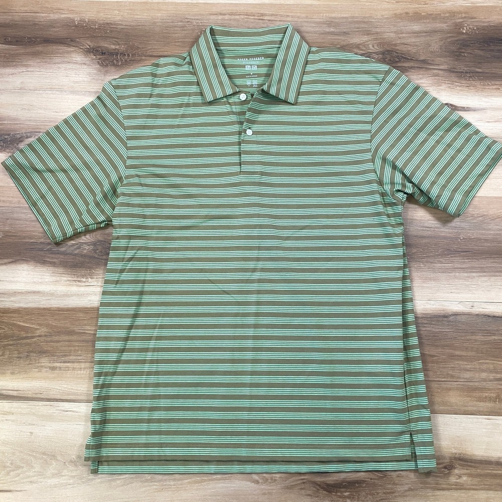 Uniqlo Roger Federer JW Anderson Polo Mens M Striped AIRism Cotton Green Sport